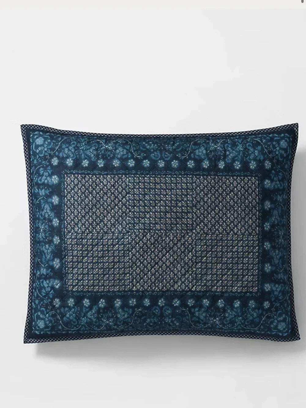 Lauren Home Navy Floral & Geometric Printed Beckett Pillow Sham